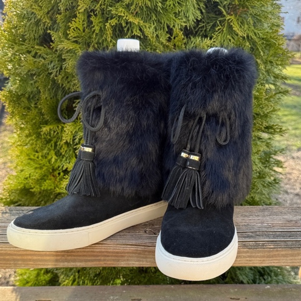 Tory Burch Anjelica Real Fur Cuff Boots Size 10